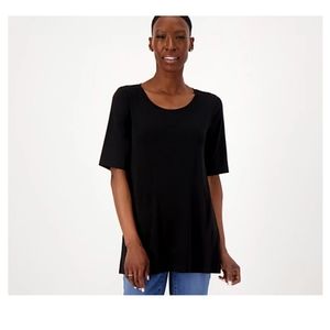 QVC Susan Graver Modern Essentials Reg Liquid Knit A-Line Tunic Black 3X
